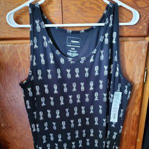 *SOLD* NEW SONOMA Black Pineapple Print Ribbed Tank XXL